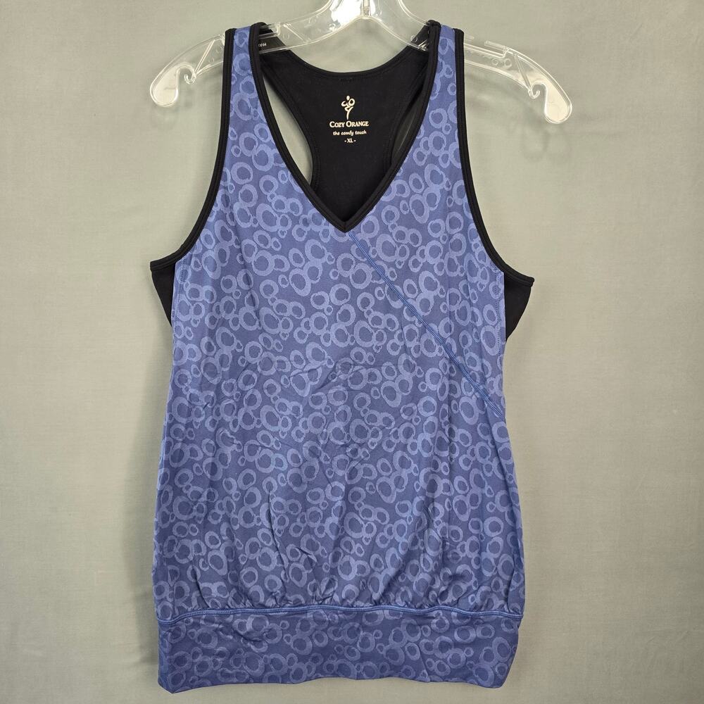 Cozy Orange Blue Black Tank Size XL Layers V-Neck Racerback Activewear Women Top